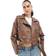 Stradivarius Cropped Jakke I Imiteret Læder - Brun