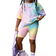 Shein Young Girl Fashion Sports TieDye Crew Neck Short Sleeve Shorts Set Summer