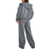 boohoo Womens Petite 3 Piece Straight Leg Sweatpant Tracksuit - Grey