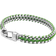 Nialaya Men's Green Woven 8mm Box Chain Bracelet - Silver