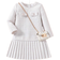 Shein Girls Elegant Solid Color SpringAutumn Dress Girls Solid Color Back Zipper Long Sleeve Splicing Pleated Skirt Dress Girls Elegant Lady Style Autumn Ou