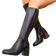 Shein Womens Comfortable Suede Long Boots Classic Versatile KneeHigh Boots Fashion Round Toe Side Zipper Design Black Chunky Heel Riding Boots
