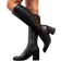Shein Womens Comfortable Suede Long Boots Classic Versatile KneeHigh Boots Fashion Round Toe Side Zipper Design Black Chunky Heel Riding Boots