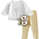 Shein Stücke/Set Baby Mädchen Top mit Stickerei Früchte Muster und langem gestreiftem Hose Outfit, Frühling/Herbst