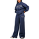 boohoo Womens Studio Applique Straight Leg Sweatpant - Navy