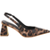 Shein Leopard Print Pointed Toe Block Heel Ankle Strap Sandals