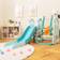 Costway Toddler Slide and Swing Set with Extra-long Slide Height Adjustable Swing Basketball Hoop and Climber