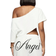 Shein Off-Shoulder Raw Hem Graphic Printed Crop Tee