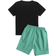 Shein Tween Boy Gamepad & Letter Graphic Tee & Drawstring Waist Shorts