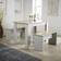 Marlow Home Co. Grey Table Benches Wooden Unit Kitchen Furniture Seats 4 Two Tone Dining Set 110x70cm