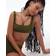 & Other Stories Crinkle Scoop Front Bikini Top Khaki Green