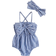Shein pcsSet Fashionable And Cute Striped Bodysuit With Bowknot And Headband For Baby Girls Summer Party