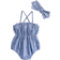 Shein pcsSet Fashionable And Cute Striped Bodysuit With Bowknot And Headband For Baby Girls Summer Party