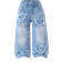 Shein Young Girl Heart Patched Wide Leg Jeans