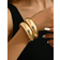Shein pair pcs Gold Tone Smooth Snake Patterned Metal Bangle Bracelets With Overlapping Visual Effect Alloy Trendy And Fashionable For Couples Date Fr