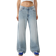 Bershka Blå ljustvättade och baggy jeans med hög midja och vida ben