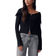 Gina Tricot Rib Knitted Zip Front Cardigan - Black