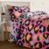 OHS Abstract Neon Leopard Print Set - Duvet Cover Blue, Pink, Black (198.1x137.2cm)