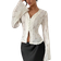 Shein Lace Bell Sleeve Blouse - Solid Color