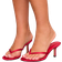 PrettyLittleThing Red Satin Toe Thong Mid Heeled Mules