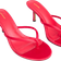 PrettyLittleThing Red Satin Toe Thong Mid Heeled Mules