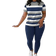 Shein Plus Size Casual Striped Print Top and Pants - Solid Color