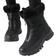 Shein New HighTop AntiSlip Thick PlushLined Women Winter Snow Boots Waterproof Warm Outdoor Hiking Boots LaceUp Front Closure Black