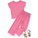 Shein Mädchen Fledermausärmel T-Shirt und Hose mit Papiertaschenbund und Schleifen-Vorderseite