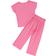 Shein Mädchen Fledermausärmel T-Shirt und Hose mit Papiertaschenbund und Schleifen-Vorderseite