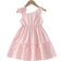 Shein Young Girls' Fashionable Striped Dress With Asymmetrical Collar & Bow Decoration, Sleeveless, Summer