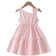 Shein Young Girls' Fashionable Striped Dress With Asymmetrical Collar & Bow Decoration, Sleeveless, Summer