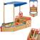 Juskys Sandkasten Käpt’n Pit mit Bodenplane & Sitzbank – Holz Piratenschiff Boot – Sandkiste Sandbox