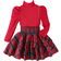 Shein Minimalist Collegiate Half Turtleneck Long Sleeve Top And Plaid Cake Skirt Set - Autumn/Winter