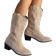 Shein Embroidered High Boots - Khaki