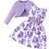 Shein 2-piece outfit for little girls in spring/autumn: Elegant jacket with ruffle edge, combined with sleeveless dress with flower pattern and bow