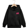 Shein Teenage Girls Casual Printed Black Fleece Lined Hooded Sweatshirt Autumn