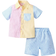 Shein Toddler Boys Striped Print Colorblock Shirt & Shorts