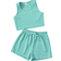 Shein Girls Solid Tank Top & Knot Front Shorts