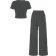 Shein pcs Solid VNeck Short Sleeve TShirt And Knot Detail Wide Leg Pants Set