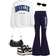 Shein Tween Girls Academy Style Color Blocking Print Crew Neck Long Sleeve Sweatshirt And Ankle Length Pants Pcs Set