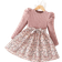 Shein Toddler Girls Casual Long Sleeve Ruffled Sleeve Printed Dress Matching Belt