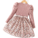 Shein Toddler Girls Casual Long Sleeve Ruffled Sleeve Printed Dress Matching Belt