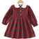 Shein Girls Long Sleeve Doll Collar Contrast Buttoned Shirt Dress Casual Plaid Skirt Winter Daily Wear