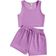 Shein Tween Girls Knitted Fitted Cropped Tank Top And Shorts Piece Set