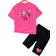 Shein Tween Girl Casual Summer Heart Print TShirt And Tight Shorts Piece Set