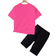 Shein Tween Girl Casual Summer Heart Print TShirt And Tight Shorts Piece Set
