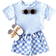 Shein Baby Boy pcsSet Casual Solid Color Short Sleeve TShirt With Plaid Patterned Shorts Summer