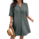 Shein Plus Size Woven Button-Down Dropped Dress - Solid Color