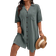Shein Plus Size Woven Button-Down Dropped Dress - Solid Color