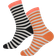 Mads Nørgaard Copenhagen Sock Pair Stripe Mix - Black/Tangarine
